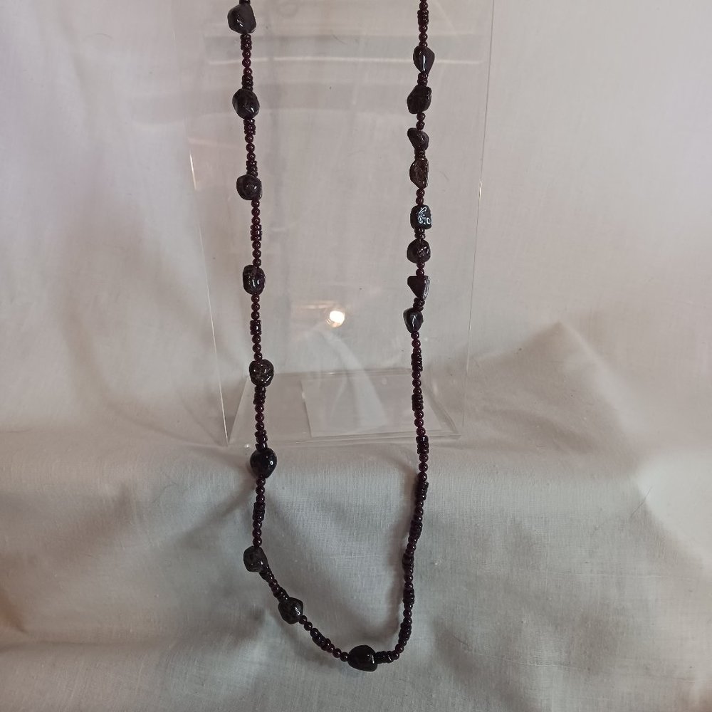 Sterling silver toggle and Garnet necklace